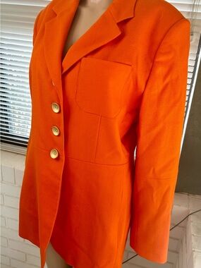 Mondi Bright Orange Blazer with Gold Buttons